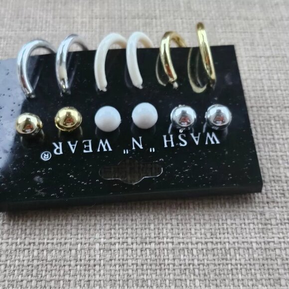 Lot of 6 Earrings Stud/Hoop Fashion Jewelry Wash N Wear Water Proof Earrings - Picture 6 of 11